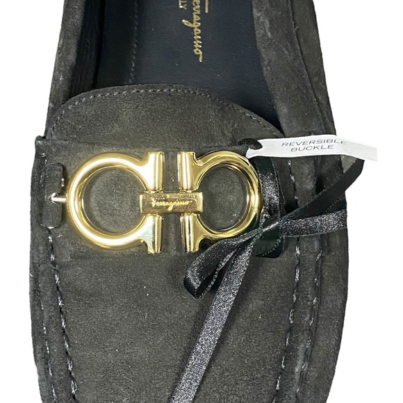 Salvatore Ferragamo - black suede GANCINI DRIVER loafer/moccasin women’s sz 10 - Picture 7 of 10